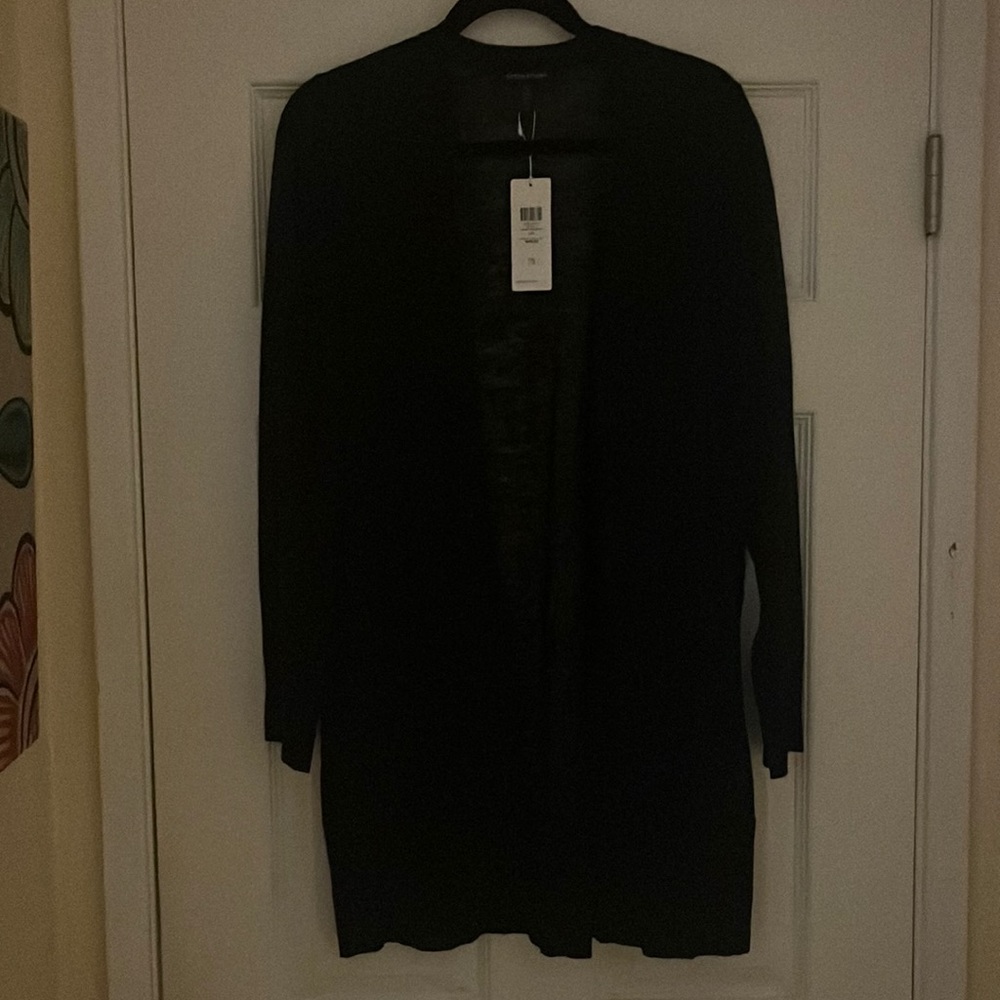 Eileen fisher, black straight long cardigan new with tags